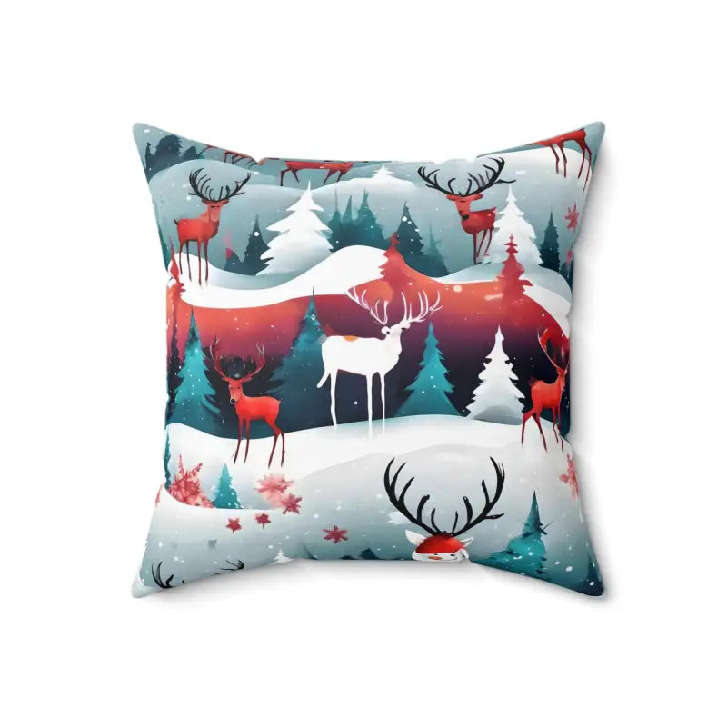 Cozy Up for Holidays with Festive Reindeer Polyester Pillow - Home Decor