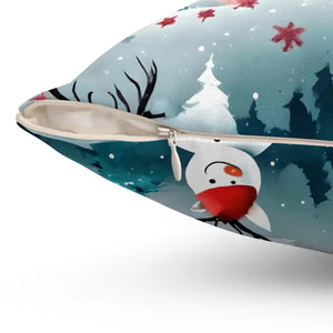 Polyester Square Pillow Reindeer Spruce Trees Design - Dipaliz - Throw Pillows