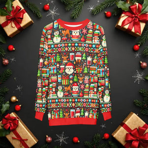 Santa Ugly Sweater Unisex Crewneck Festive Holiday Print Dipaliz - Xs - Sweatshirts