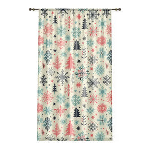 Christmas Window Curtains Festive Season Magic Decor - Dipaliz - Sheer / White / 50’’ × 84’’