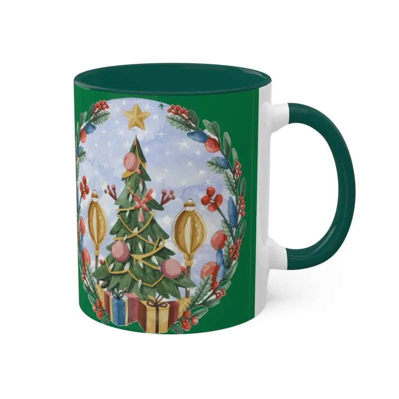 Festive Start with Colorful Christmas Tree Mugs - 11oz / Green Mug