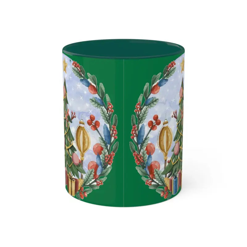 Festive Start with Colorful Christmas Tree Mugs - 11oz / Green Mug