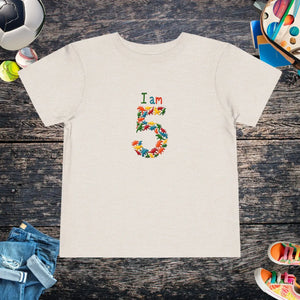 Festive Toddler Tee - Vibrant Floral 5th Birthday - Dipaliz - T-shirts