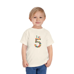 Festive Toddler Tee - Vibrant Floral 5th Birthday - Dipaliz - T-shirts