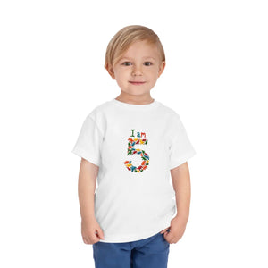 Festive Toddler Tee - Vibrant Floral 5th Birthday - Dipaliz - T-shirts