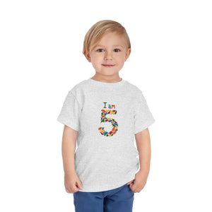 Festive Toddler Tee - Vibrant Floral 5th Birthday - Dipaliz - T-shirts