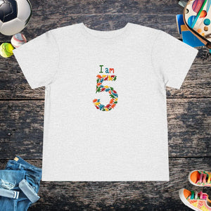 Festive Toddler Tee - Vibrant Floral 5th Birthday - Dipaliz - T-shirts