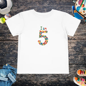 Festive Toddler Tee - Vibrant Floral 5th Birthday - Dipaliz - T-shirts
