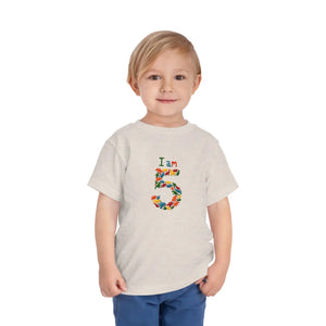 Festive Toddler Tee - Vibrant Floral 5th Birthday - Dipaliz - T-shirts