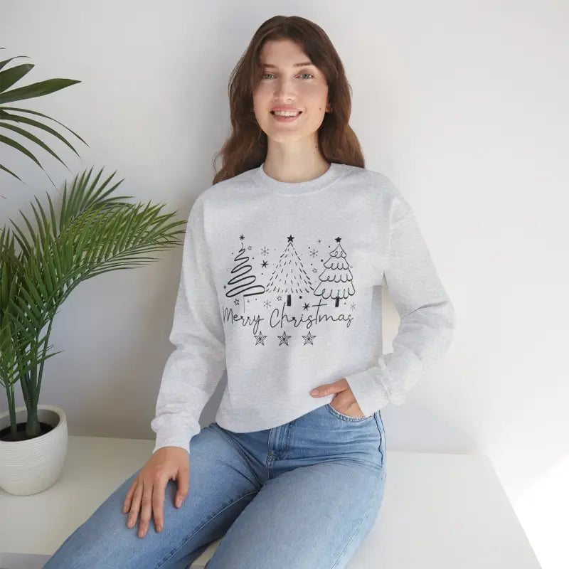 Festive Unisex Heavy Blend Sweatshirt with Joyful Christmas Trees