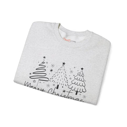 Festive Unisex Heavy Blend Sweatshirt with Joyful Christmas Trees