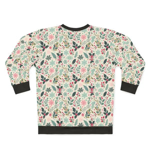 Festive Unisex Sweatshirt All-over Christmas Holly Leaves - Dipaliz - Sweatshirts