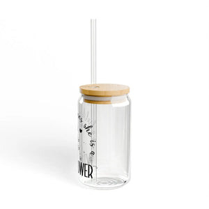 Wildflower Tempered Glass Sipper - Bamboo Lid Design - Dipaliz - Tumblers