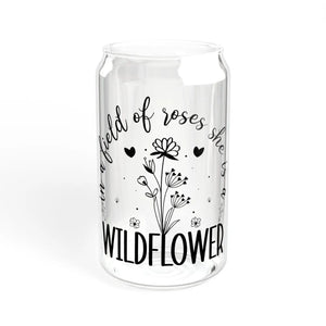 Wildflower Tempered Glass Sipper - Bamboo Lid Design - Dipaliz - Tumblers