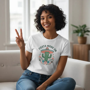 Fiesta Mode on Cactus T-shirt - White / s