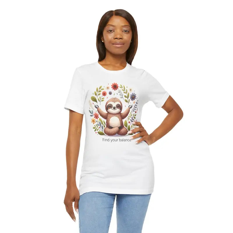 Serene Sloth Yoga Unisex Jersey ?? Ultimate Comfort Tee - White / s T-shirt