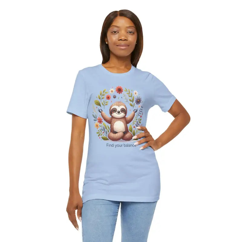 Serene Sloth Yoga Unisex Jersey ?? Ultimate Comfort Tee - Baby Blue / s T-shirt