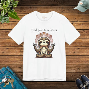 Soft Unisex Jersey Short Tee - Yoga Sloth Vibe - Dipaliz - T-shirts