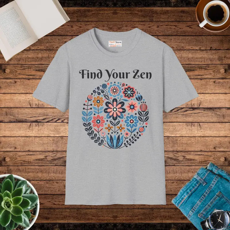 Find your Zen with our Unisex Softstyle Floral Tee - Sport Grey / s T-shirt