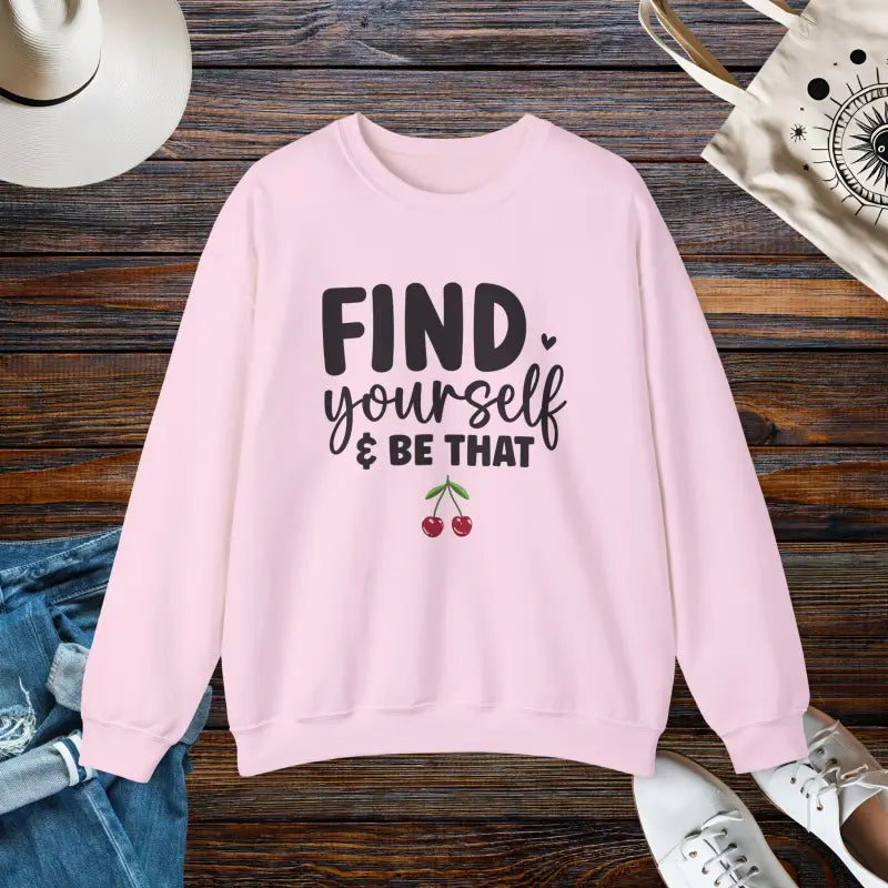 Find Yourself in Cozy Unisex Heavy Blend Crewneck - Light Pink / s Sweatshirt