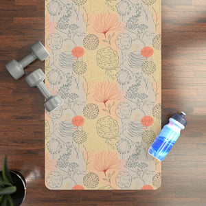 Orange Floral Yoga Mat - Anti Slip Rubber Grip - Dipaliz - 24” x 68” - & Pilates Mats