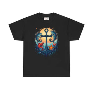 Heavy Cotton Tee Fish Anchor Vibes Ocean Style - Dipaliz - T-shirts