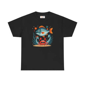 Rad Fish Crab Heavy Cotton Tee - Unisex Comfort Style - Dipaliz - T-shirts