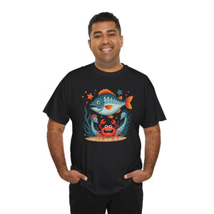 Rad Fish Crab Heavy Cotton Tee - Unisex Comfort Style - Dipaliz - T-shirts