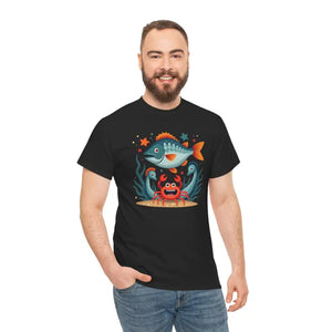 Rad Fish Crab Heavy Cotton Tee - Unisex Comfort Style - Dipaliz - T-shirts