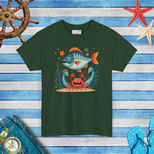 Rad Fish Crab Heavy Cotton Tee - Unisex Comfort - Dipaliz - T-shirts - s