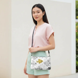Fish Dark Gray Crossbody Bag – Faux Leather - Dipaliz - Cross Body Bags