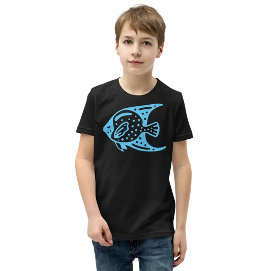 Blue Fish Youth Tee - Soft Ring-spun Cotton Short Sleeve - Black / s