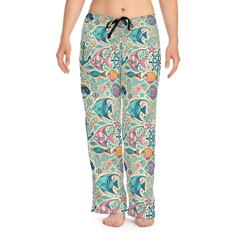 Dive Into Comfort: Fish Themed Women’s Pajama Pants - Xs / White Stitching Pajamas