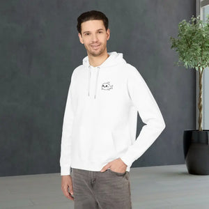 Unisex Embroidered Eco Raglan Hoodie Fish Design - Dipaliz - Xs / White - Hoodies