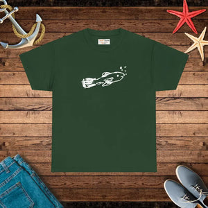 Hand Drawn Fish Unisex Heavy Cotton Tee - Dipaliz - Forest Green / s - T-shirts