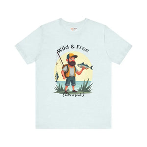 Fisherman Short Sleeve Tee Wild Free Adventure Style Dipaliz - Heather Ice Blue / s - T-shirts