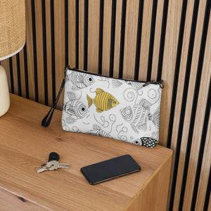 Monochrome Fish Crossbody Bag - Faux Leather Gray Hardware - Dipaliz - Cross Body Bags