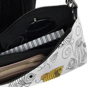 Monochrome Fish Crossbody Bag - Faux Leather Gray Hardware - Dipaliz - Cross Body Bags
