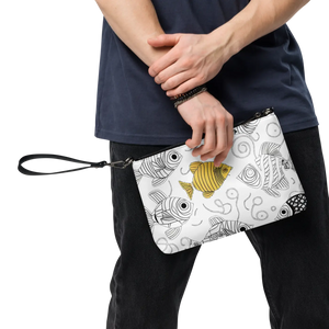 Monochrome Fish Crossbody Bag - Faux Leather Gray Hardware - Dipaliz - Cross Body Bags