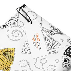 Monochrome Fish Crossbody Bag - Faux Leather Gray Hardware - Dipaliz - Cross Body Bags
