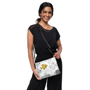 Monochrome Fish Crossbody Bag - Faux Leather Gray Hardware - Dipaliz - Cross Body Bags