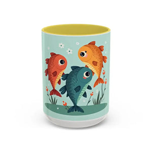 Colorful Fish Mugs - Vibrant Artwork Glossy Finish - Dipaliz - 15oz / Yellow
