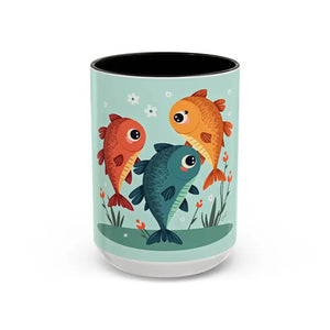 Colorful Fish Mugs - Vibrant Artwork Glossy Finish - Dipaliz - 15oz / Black