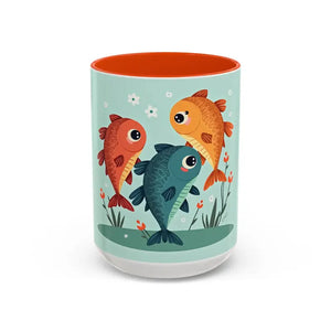 Colorful Fish Mugs - Vibrant Artwork Glossy Finish - Dipaliz - 15oz / Orange