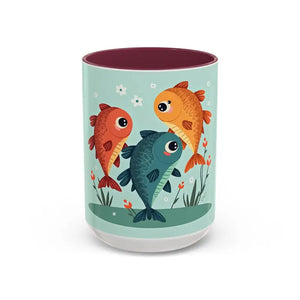 Colorful Fish Mugs - Vibrant Artwork Glossy Finish - Dipaliz - 15oz / Maroon