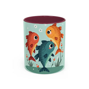 Colorful Fish Mugs - Vibrant Artwork Glossy Finish - Dipaliz - 11oz / Maroon