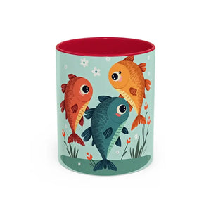 Colorful Fish Mugs - Vibrant Artwork Glossy Finish - Dipaliz - 11oz / Red