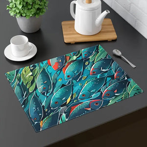 Cotton Placemat - Colorful Fish Design - Dipaliz - 18’’ × 14’’ - Placemats