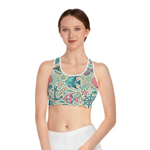 Fish-themed Sports Bra - Stylish Performance Activewear - Dipaliz - s / White Stitching - Bras