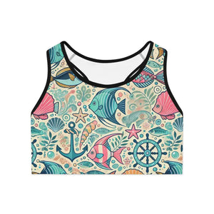 Fish-themed Sports Bra - Stylish Performance Activewear - Dipaliz - Bras